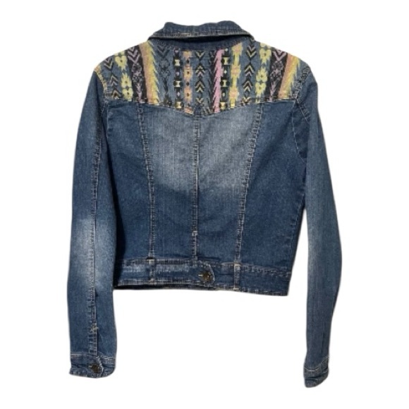 Jolt Aztec Western Short Blue Denim Jacket Size M - Picture 2 of 6